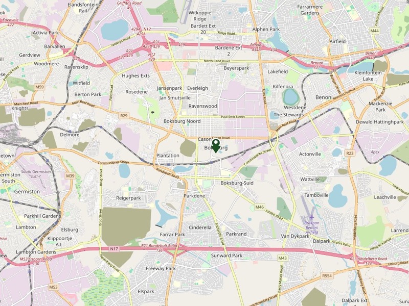 Map of Boksburg, Gauteng, showing the general area of our office