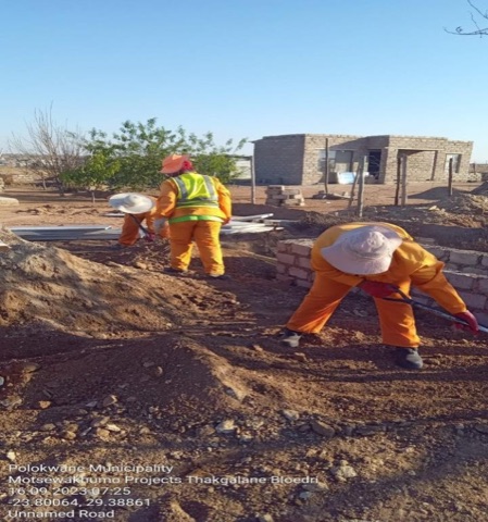 Site crew building sanitation infrastructure, Polokwane